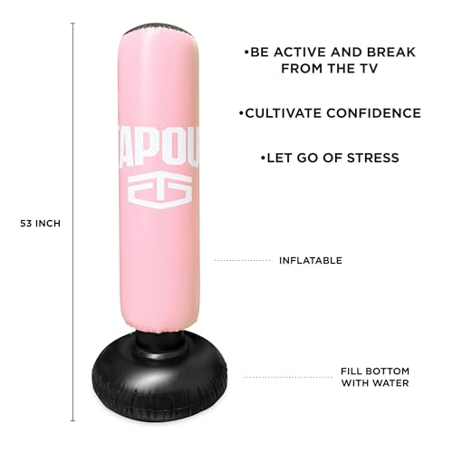Pink Kids Boxing Kit with 8oz Gloves, Inflatable Punching Bag & Mesh Carry Bag