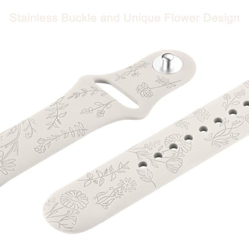 20mm Floral Design Engraved Band for Garmin Watches - Starlight