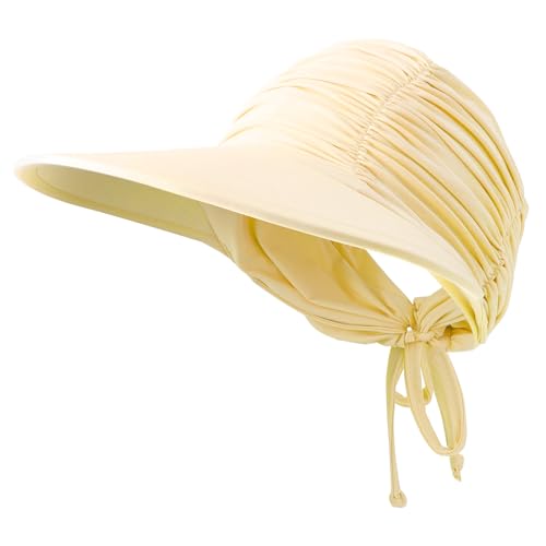 Women Adjustable Foldable Visor Sun Hat - Yellow