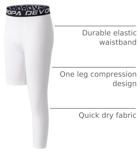DEVOROPA Youth Boys Compression Pants 2-Pack X-Large Black/White Basketball Leggings