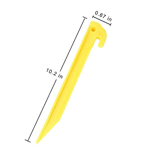 Yellow 30 Pcs 9 Inch Plastic Tent Stakes for Camping & Outdoor Use