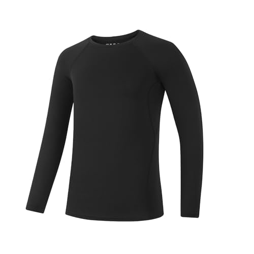Boys Long Sleeve Compression Shirt - Large, Black Athletic Base Layer