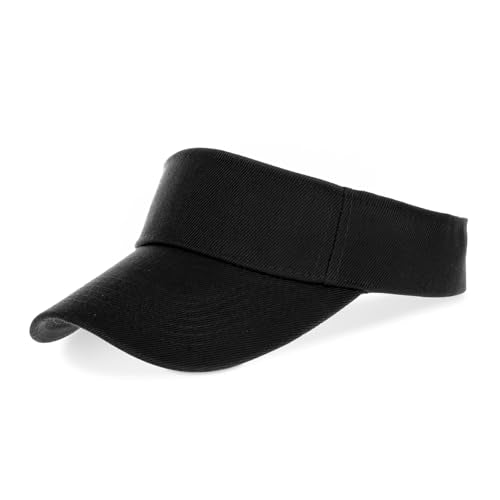 Adjustable Cotton Sun Visor Hat for UV Protection - Black