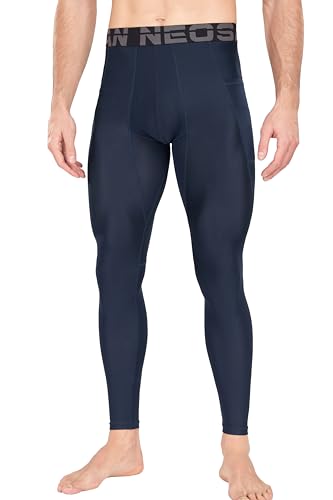 Men's Compression Leggings - Base Layer Running Gym Pants 29" Inseam - Navy Blue