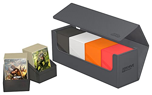 Ultimate Guard Arkhive 400+ Deck Case Grey with Magnetic Closure, Holds 400 Double-Sleeved or 500 Single-Sleeved Cards