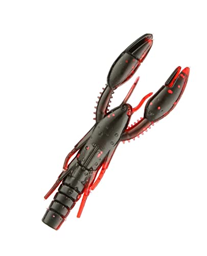 Soft Plastic Craw Bait - Psycho Dad 3.75" - Black with Red Flake (5 Pack)