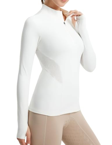 Women's Long Sleeve Equestrian Riding Shirt - Medium/White