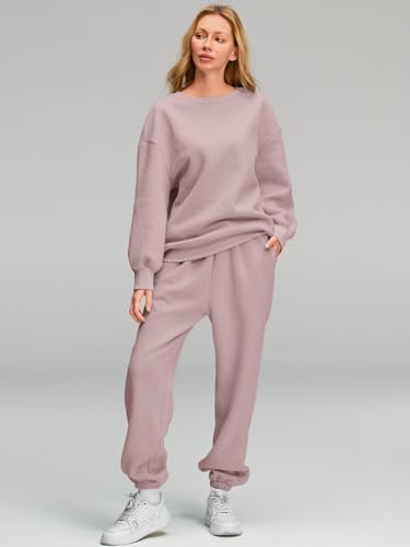 AUTOMET Womens 2 Piece Lounge Sweatsuits Fall Outfits Matching Set Medium Darkpink