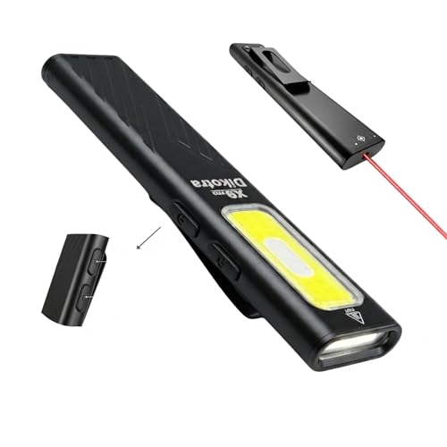 Dikotra X9 Pro Ultra Flat Pocket Flashlight with Red Laser, Black