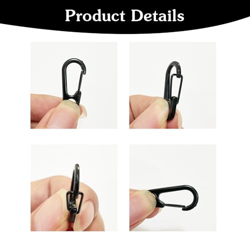 18-Piece Mini Carabiner Clips - 1.2-Inch Zinc Alloy Spring Snap Hooks