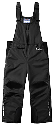 BenBoy Kids Snow Ski Bib Pants Waterproof Windproof Black Small