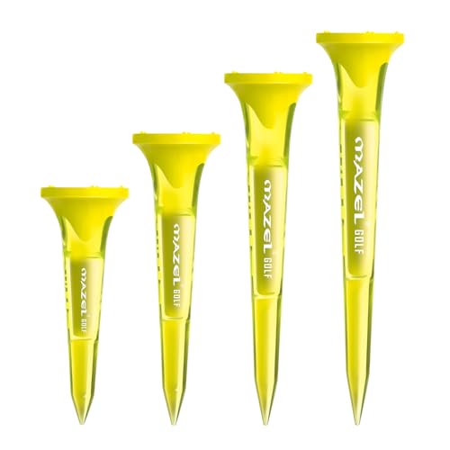 Transparent Plastic Golf Tees - 8 Pack, Enhanced Durability & Stability - Yellow