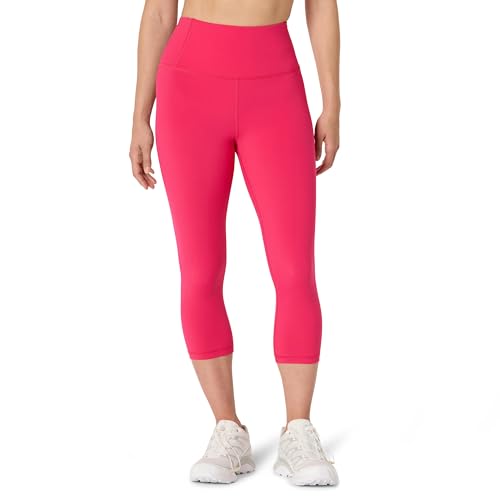 High Waist Capri Workout Leggings - Hot Pink, X-Small