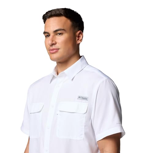 Columbia Men's PFG Backwater Short Sleeve Fishing Shirt - XL White UPF 40 Breathable