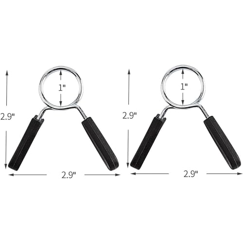 Barbell Spring Clip Collars - 1 Inch Weight Bar Clamps for Strength Training