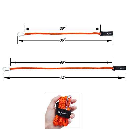 Kayak Paddle Tether & Fishing Leash with Carabiner - Orange 1 Pack