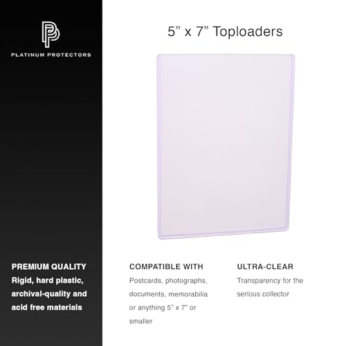 Platinum Protectors 5x7 Toploaders (25-Pack) Premium Rigid Card Protectors for Photos & Memorabilia