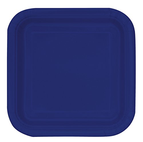 Navy Blue Square Dessert Plates - 7-Inch Set of 16
