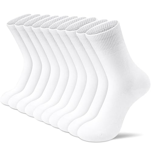Amutost White Socks for Women 5 Pairs - Lightweight Breathable Non-Slip Heel Socks, Size 6-9