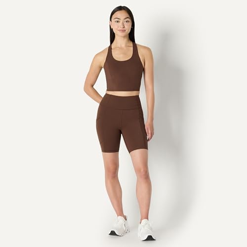 Amazon Essentials Women's High Waist 7" Gym Biker Shorts with Pockets - Large/Rich Hazel