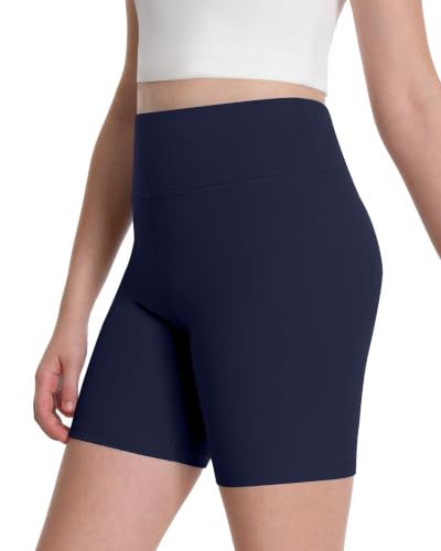 Moozava Girls High Waist Athletic Bike Shorts Navy Blue Medium - Kids Gymnastics Dance Volleyball