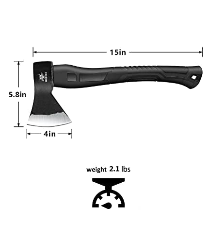 WICING Throwing Axe - 3 Pack, 15in High-Carbon Steel Hatchets with Fiberglass Handle