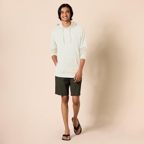 Men's Pullover Hoodie - Long Sleeve Slub Thermal, Large Tall / Ivory