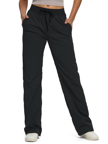 SEVEGO Women's Black 32 Inseam Lightweight Dance Studio Pants Ruched Workout Activewear