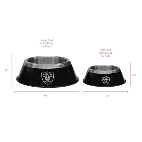 Large Stainless Steel Pet Bowl with Anti-Skid Base - Las Vegas Raiders