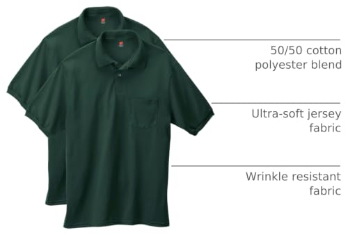 Men's Short Sleeve Pocket Polo Shirt - ComfortBlend Jersey (Pack of 2)