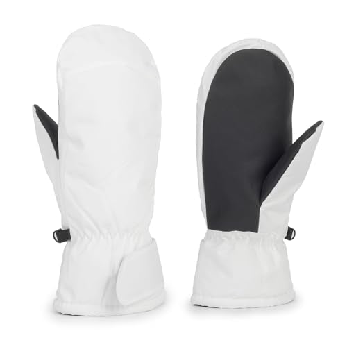 Warm Winter Ski Gloves for Men & Women - White Mittens