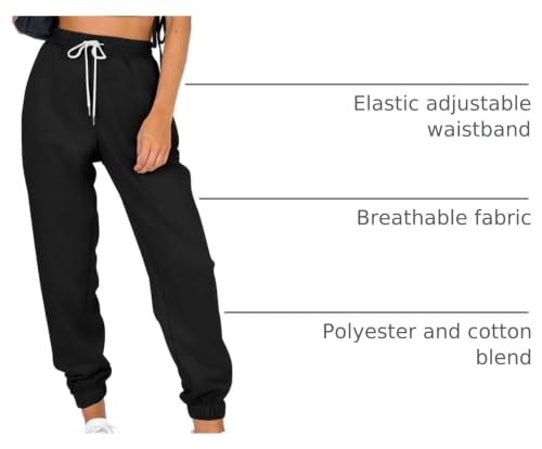 Automet Women's Cinch Bottom Sweatpants Athletic Trousers Black XS