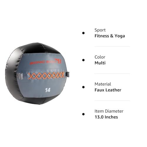Bionic Body Soft Medicine Ball Weighted Slam Wall Ball for Cardio Workout and Core Training – Ideal for Squat, Lunge, and Partner Toss – 6, 10, 14, 20 lb., 14-Pound
