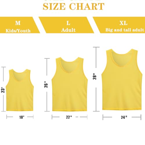 Practice Scrimmage Vests for Kids & Adults - 12 Pack