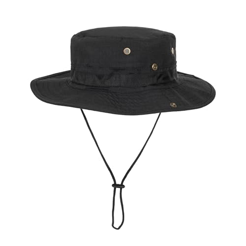 Outdoor Fishing Hat - Sun Protection Safari Bucket Hat - Black