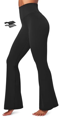 IUGA Flare Leggings for Women High Waisted Workout Yoga Pants Tummy Control 31in Inseam Large Black