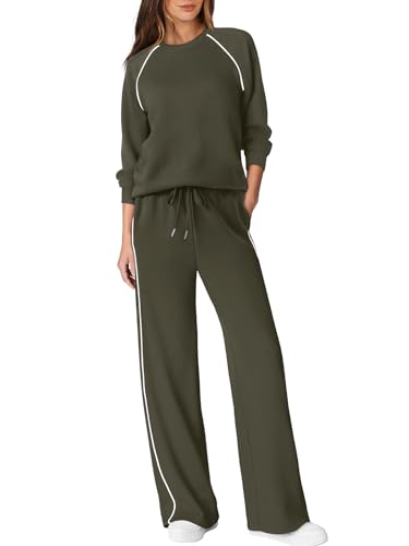 Women’s Green 2 Piece Lounge Sets - Fall Sweatsuit Outfit, Medium
