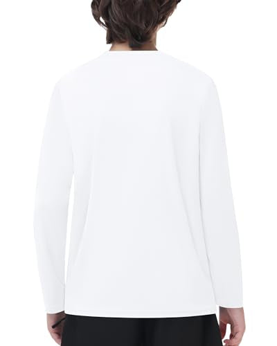 Kids Long Sleeve Athletic Rash Guard Shirt - UPF 50+ - X-Large White