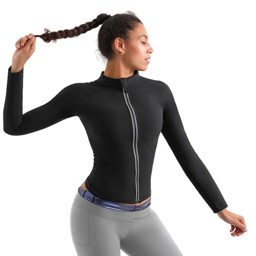 WIXIDOJI Black Large Sauna Suit for Women, Sweat Slimming Body Shaper, Workout Top