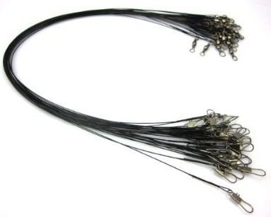 24-Pack Stainless Steel Fishing Leaders, 12-Inch 35lb Test with Swivel