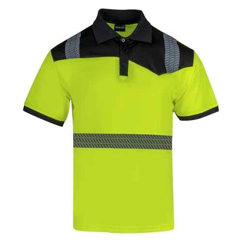 Hi Vis Polo Safety Shirts 2 Pack Class 3 Reflective High Visibility Work Construction Shirts for Men
