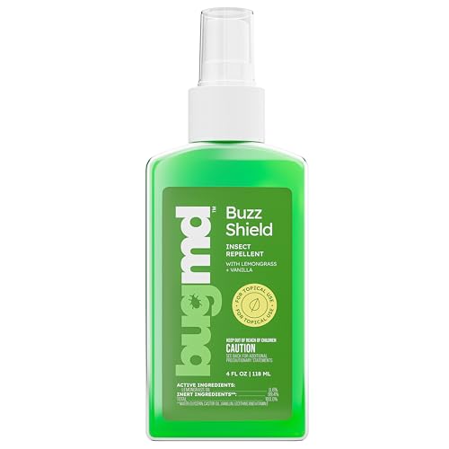 BugMD Buzz Shield Mosquito & Tick Repellent Spray 4 Fl Oz – DEET-Free, Lemongrass, Skin-Friendly