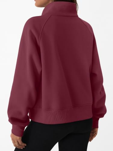 Large Winered Zip Up Cropped Hoodie for Women - Trendy Queen Y2K Sweatshirt