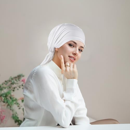 Chemo Headwear for Women - Soft Cotton Pre-Tied Scarf, White