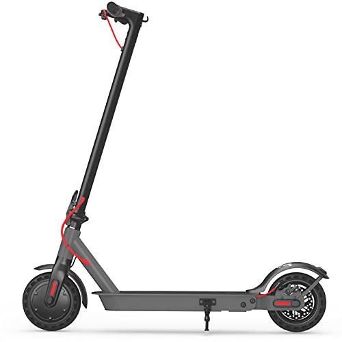 Electric Scooter with 8.5" Solid Tires - 19 MPH, 17 Miles Range - Dark Black
