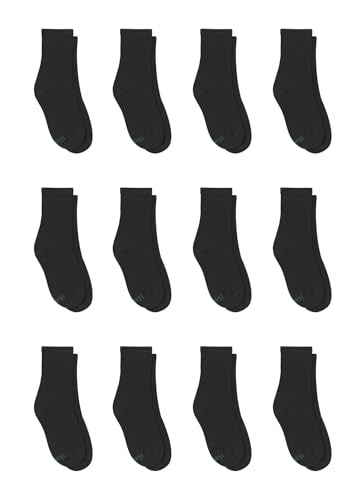 Boys' Ankle Socks Pack - Double Tough Moisture Wicking, 14 Pairs, Black - Crew