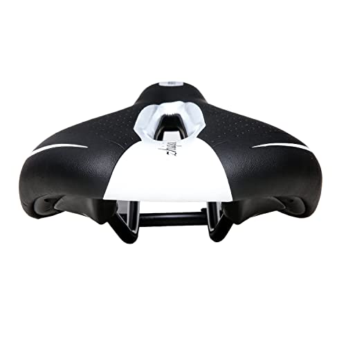Bike Saddle Seat with Center Hole, Thick Padding - Black/White, Comfort for MTB & Road Bikes
