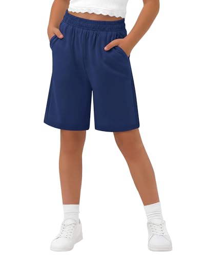 Girls' Wide Leg Bermuda Shorts - Haze Blue, 9-10 Years