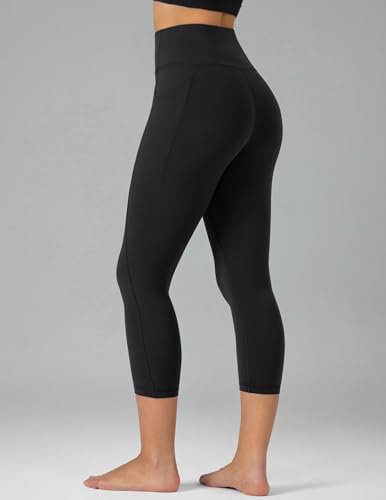 Colorfulkoala Dreamlux No Front Seam Capri Leggings with Pockets - Black, Large