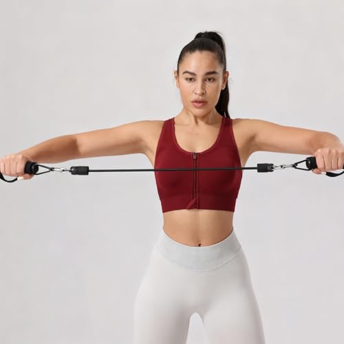 Senlinyoga Front Closure Seamless Support Women’s Everyday Sports Bra – Medium, Green+Wine
